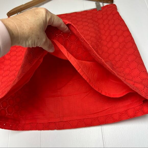 Gap Red Orange Eyelet Back Zip Mini Skirt Women’s Size 6 - Picture 4 of 9